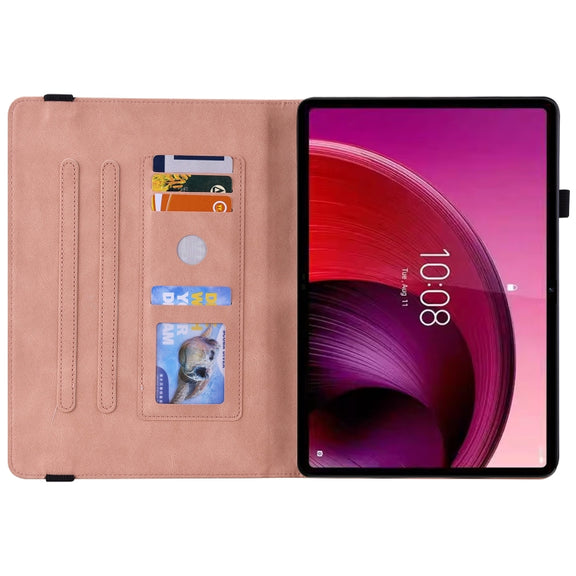 For Lenovo Tab M10 5G 10.6 inch Butterfly Flower Embossed Leather Tablet Case(Rose Gold)