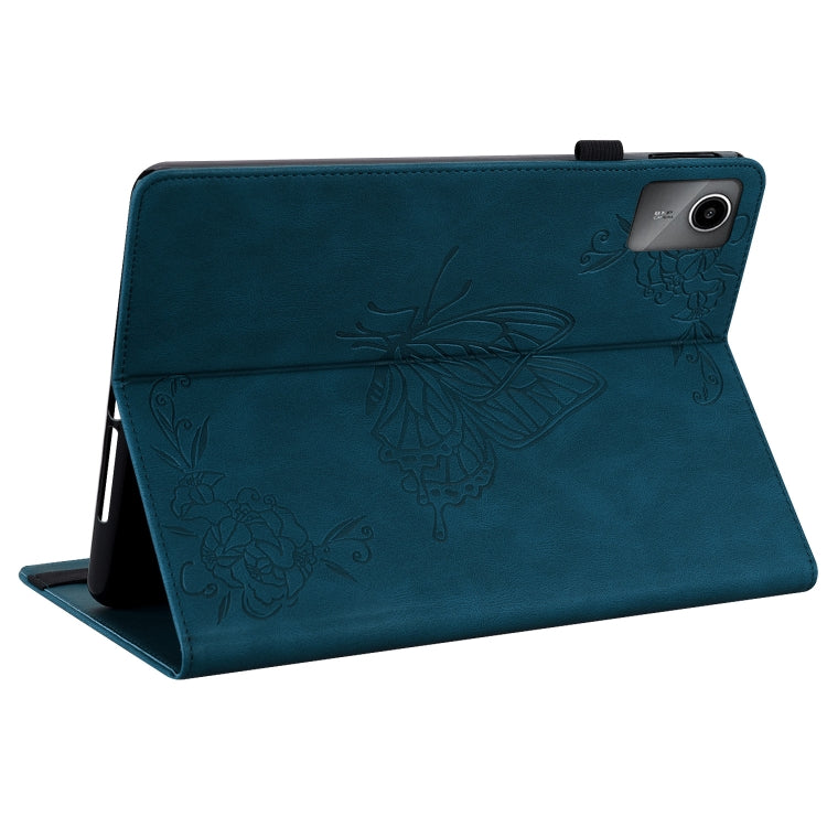 For Lenovo Tab M11/Xiaoxin Pad 11 2024 Butterfly Flower Embossed Leather Tablet Case(Blue)