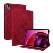 For Lenovo Tab M11/Xiaoxin Pad 11 2024 Butterfly Flower Embossed Leather Tablet Case(Red)