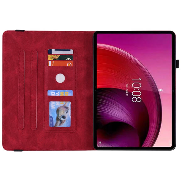 For Lenovo Tab M11/Xiaoxin Pad 11 2024 Butterfly Flower Embossed Leather Tablet Case(Red)