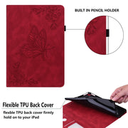 For Lenovo Tab M11/Xiaoxin Pad 11 2024 Butterfly Flower Embossed Leather Tablet Case(Red)