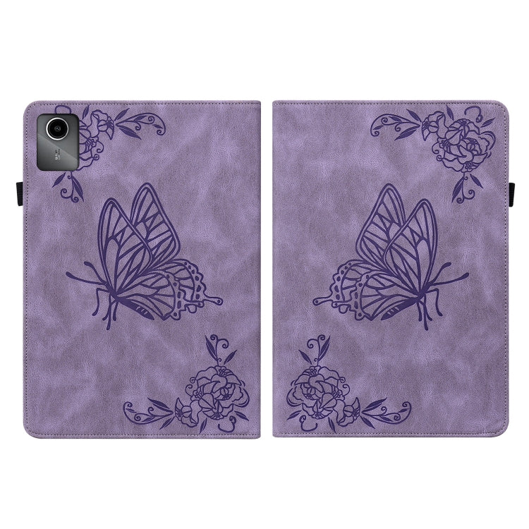 For Lenovo Tab M11/Xiaoxin Pad 11 2024 Butterfly Flower Embossed Leather Tablet Case(Purple) - Lenovo by PMC Jewellery | Online Shopping South Africa | PMC Jewellery | Buy Now Pay Later Mobicred