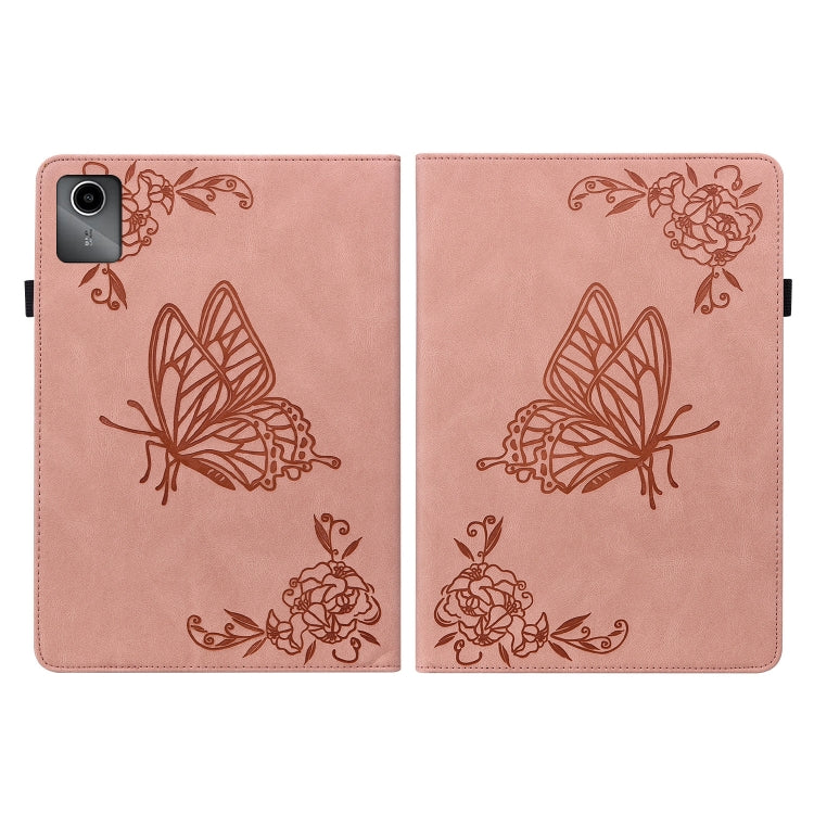 For Lenovo Tab M11/Xiaoxin Pad 11 2024 Butterfly Flower Embossed Leather Tablet Case(Rose Gold) - Lenovo by PMC Jewellery | Online Shopping South Africa | PMC Jewellery | Buy Now Pay Later Mobicred