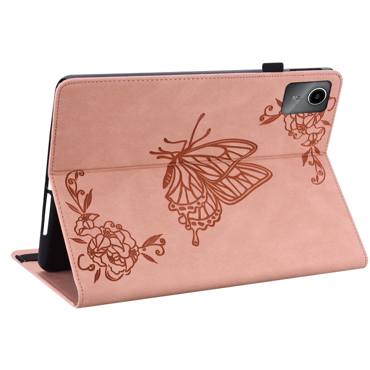 For Lenovo Tab M11/Xiaoxin Pad 11 2024 Butterfly Flower Embossed Leather Tablet Case(Rose Gold) - Lenovo by PMC Jewellery | Online Shopping South Africa | PMC Jewellery | Buy Now Pay Later Mobicred