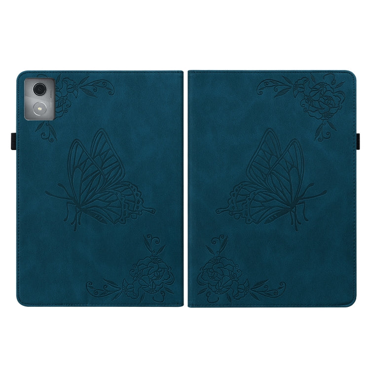 For Lenovo Tab K11 Plus Butterfly Flower Embossed Leather Tablet Case(Blue) - Lenovo by PMC TechLife | Online Shopping South Africa | PMC TechLife | Buy Now Pay Later Mobicred