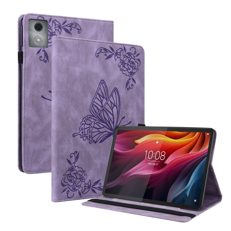 For Lenovo Tab K11 Plus Butterfly Flower Embossed Leather Tablet Case(Purple) - Lenovo by PMC TechLife | Online Shopping South Africa | PMC TechLife | Buy Now Pay Later Mobicred