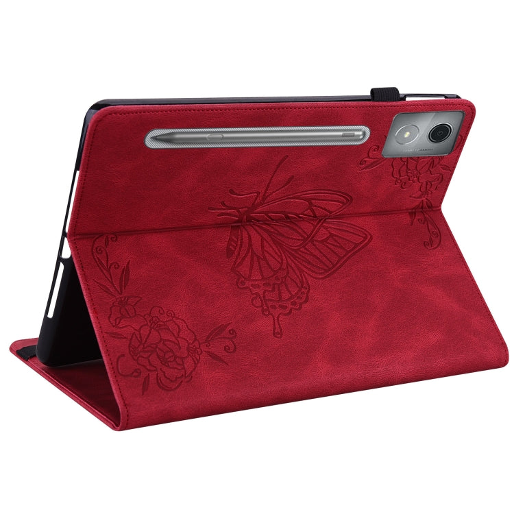 For Lenovo Tab P12 Pro 12.7 2025 Butterfly Flower Embossed Leather Tablet Case(Red) - Lenovo by PMC TechLife | Online Shopping South Africa | PMC TechLife | Buy Now Pay Later Mobicred