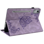 For Lenovo Tab P12 Pro 12.7 2025 Butterfly Flower Embossed Leather Tablet Case(Purple)