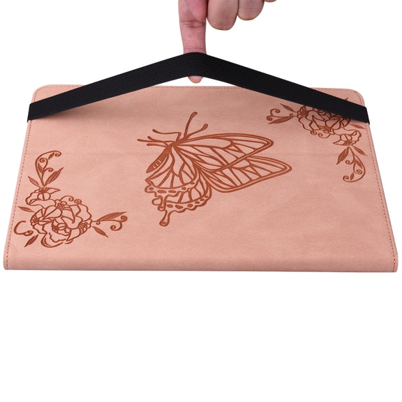 For Lenovo Tab P12 Pro 12.7 2025 Butterfly Flower Embossed Leather Tablet Case(Rose Gold)