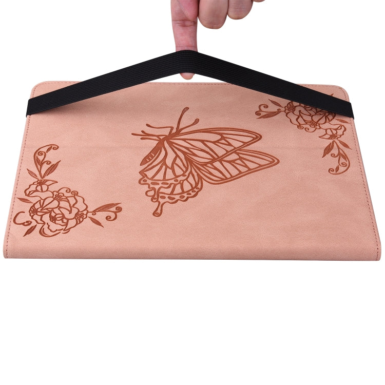 For Lenovo Tab P12 Pro 12.7 2025 Butterfly Flower Embossed Leather Tablet Case(Rose Gold)