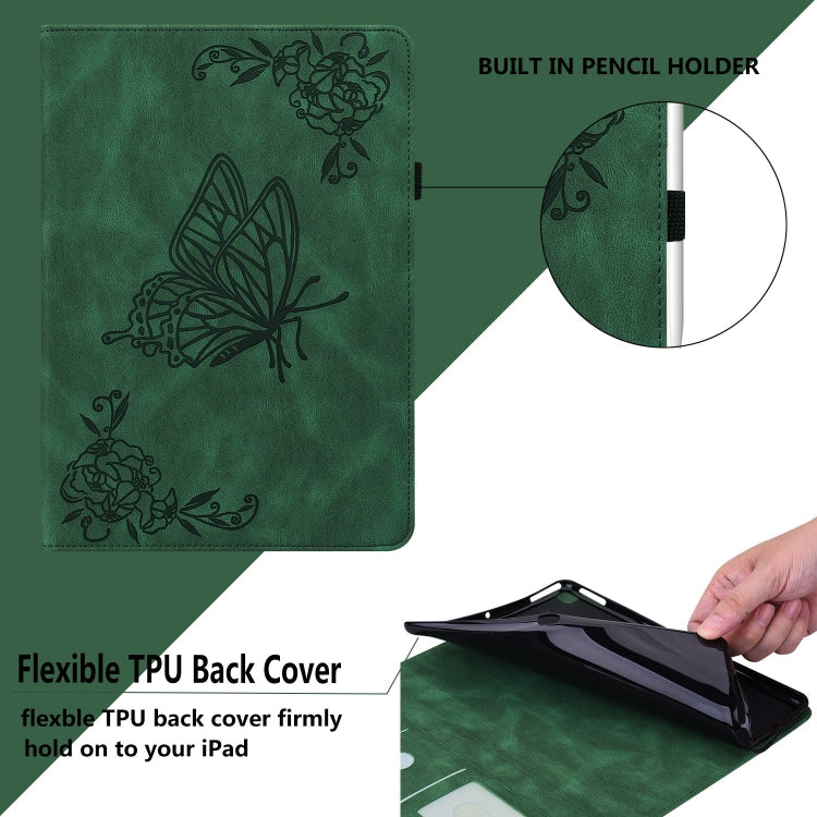 For Honor Pad 9 12.1 Butterfly Flower Embossed Leather Tablet Case(Green) - Honor by PMC TechLife | Online Shopping South Africa | PMC TechLife | Buy Now Pay Later Mobicred