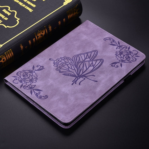 For Honor Pad 9 12.1 Butterfly Flower Embossed Leather Tablet Case(Purple)