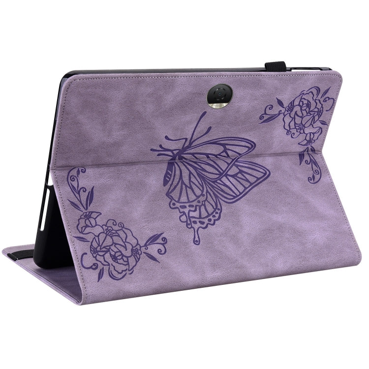 For Honor Pad 9 12.1 Butterfly Flower Embossed Leather Tablet Case(Purple)