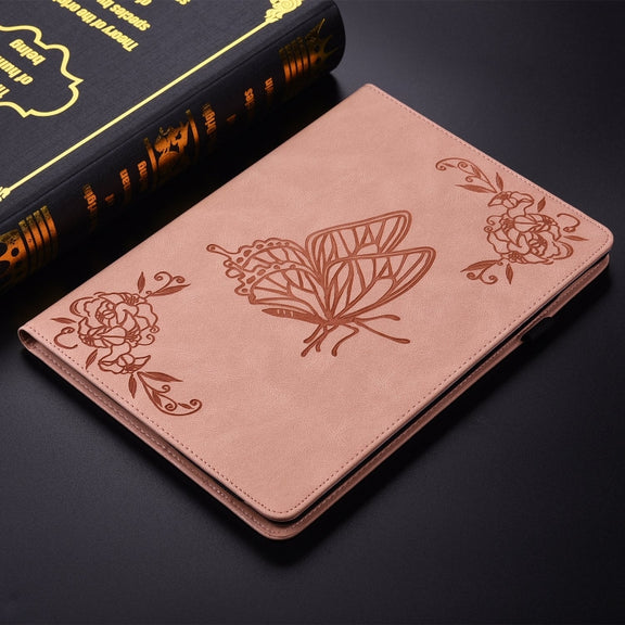 For Honor Pad 9 12.1 Butterfly Flower Embossed Leather Tablet Case(Rose Gold)