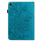 For Samsung Galaxy Tab S9 Lace Flower Embossing Pattern PU Tablet Case(Blue)