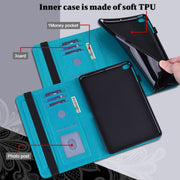 For Samsung Galaxy Tab S9 Lace Flower Embossing Pattern PU Tablet Case(Blue)