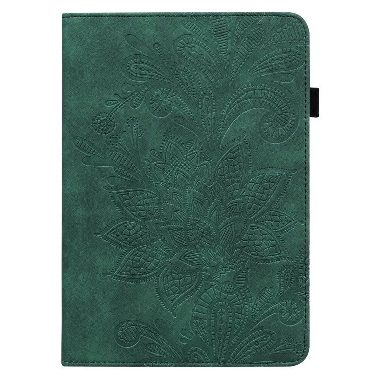 For Samsung Galaxy Tab S9 Lace Flower Embossing Pattern PU Tablet Case(Green)