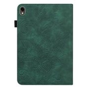 For Samsung Galaxy Tab S9 Lace Flower Embossing Pattern PU Tablet Case(Green)