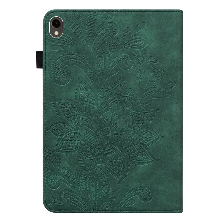 For Samsung Galaxy Tab S9 Lace Flower Embossing Pattern PU Tablet Case(Green)