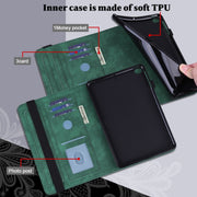 For Samsung Galaxy Tab S9 Lace Flower Embossing Pattern PU Tablet Case(Green)