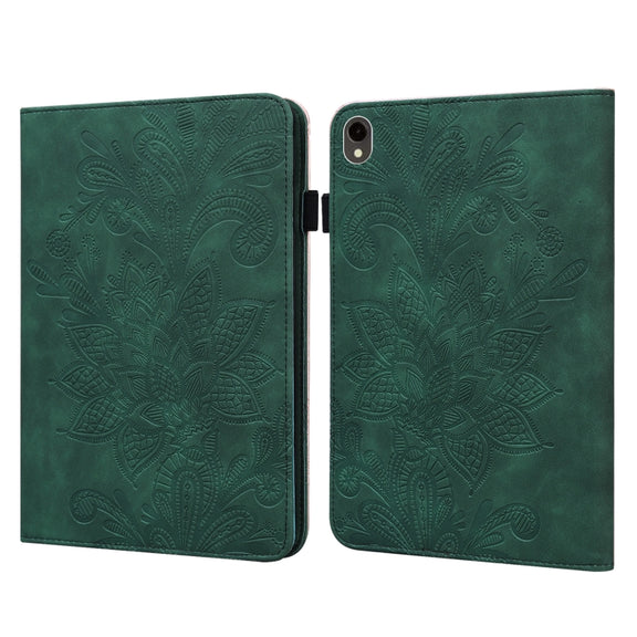 For Samsung Galaxy Tab S9 Lace Flower Embossing Pattern PU Tablet Case(Green)