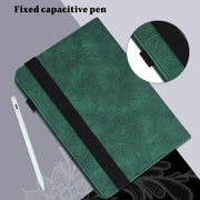 For Samsung Galaxy Tab S9 Lace Flower Embossing Pattern PU Tablet Case(Green)