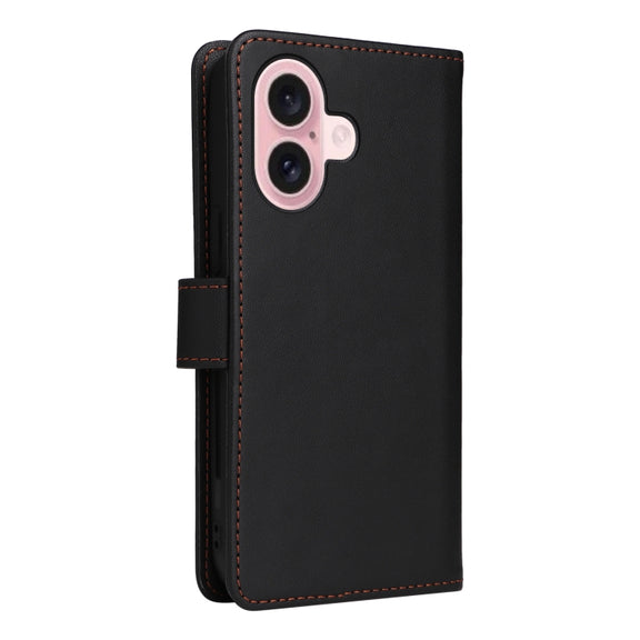 For iPhone 16 BETOPNICE BN-005 2 in 1 Detachable Imitate Genuine Leather Phone Case(Black)