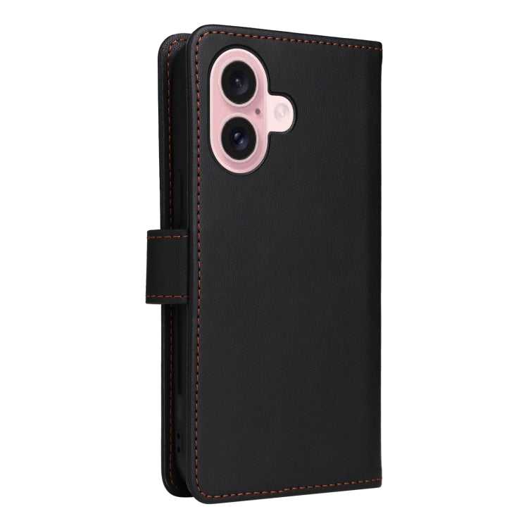 For iPhone 16 BETOPNICE BN-005 2 in 1 Detachable Imitate Genuine Leather Phone Case(Black)