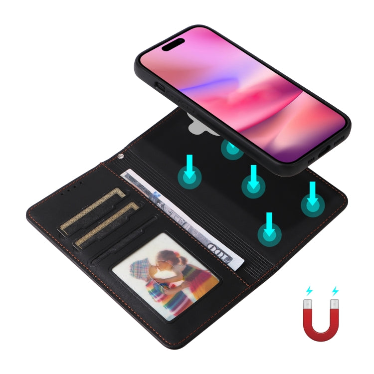 For iPhone 16 BETOPNICE BN-005 2 in 1 Detachable Imitate Genuine Leather Phone Case(Black)