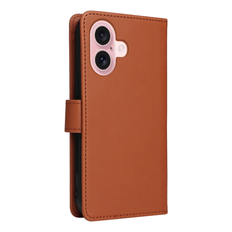 For iPhone 16 BETOPNICE BN-005 2 in 1 Detachable Imitate Genuine Leather Phone Case(Brown)