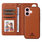 For iPhone 16 BETOPNICE BN-005 2 in 1 Detachable Imitate Genuine Leather Phone Case(Brown)