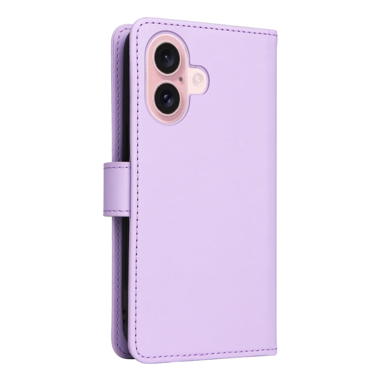For iPhone 16 Plus BETOPNICE BN-005 2 in 1 Detachable Imitate Genuine Leather Phone Case(Light Purple)