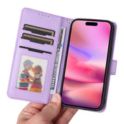 For iPhone 16 Plus BETOPNICE BN-005 2 in 1 Detachable Imitate Genuine Leather Phone Case(Light Purple)