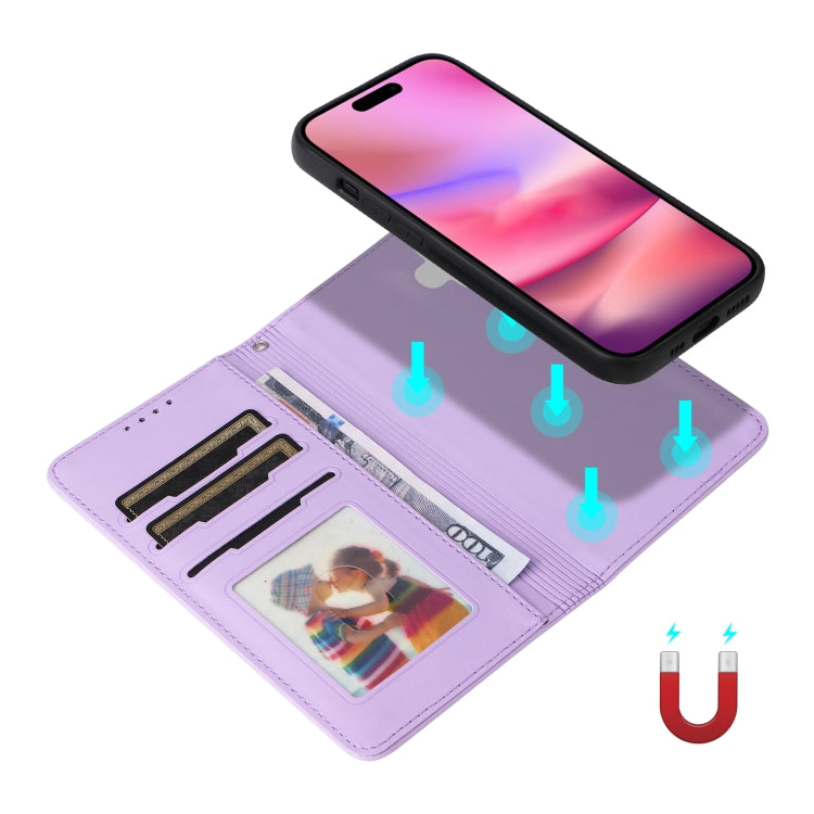 For iPhone 16 Plus BETOPNICE BN-005 2 in 1 Detachable Imitate Genuine Leather Phone Case(Light Purple)