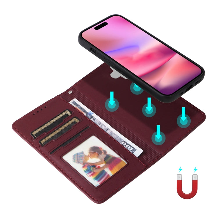 For iPhone 16 Plus BETOPNICE BN-005 2 in 1 Detachable Imitate Genuine Leather Phone Case(Wine Red)
