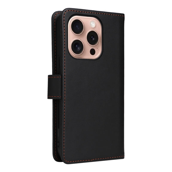 For iPhone 16 Pro BETOPNICE BN-005 2 in 1 Detachable Imitate Genuine Leather Phone Case(Black)