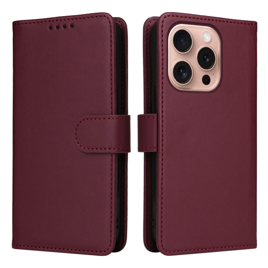 For iPhone 16 Pro BETOPNICE BN-005 2 in 1 Detachable Imitate Genuine Leather Phone Case(Wine Red) - free shipping - PMC Jewellery - Order now!