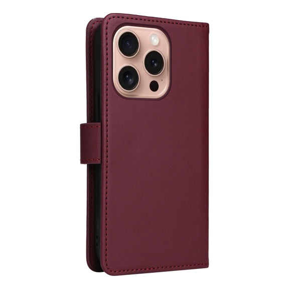 For iPhone 16 Pro BETOPNICE BN-005 2 in 1 Detachable Imitate Genuine Leather Phone Case(Wine Red)
