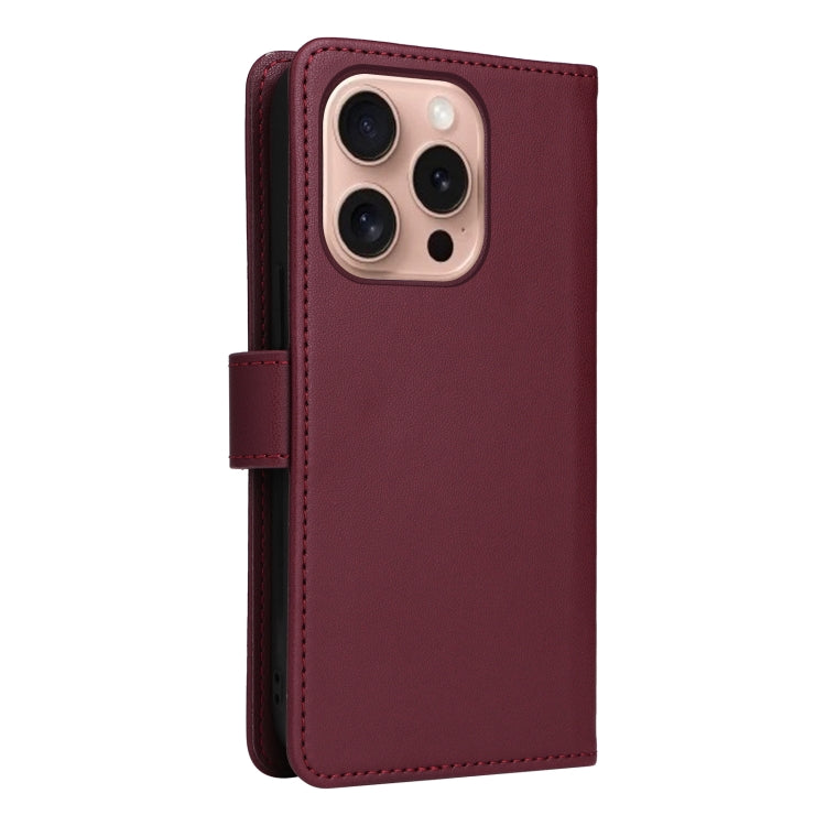 For iPhone 16 Pro Max BETOPNICE BN-005 2 in 1 Detachable Imitate Genuine Leather Phone Case(Wine Red)