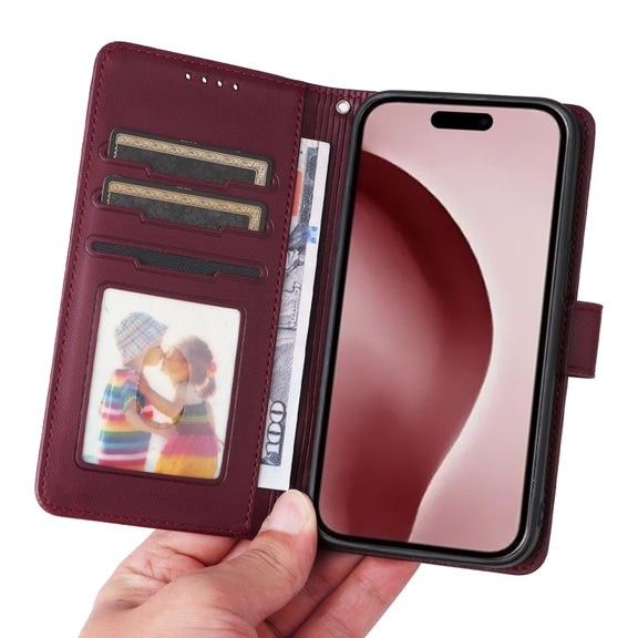 For iPhone 16 Pro Max BETOPNICE BN-005 2 in 1 Detachable Imitate Genuine Leather Phone Case(Wine Red)