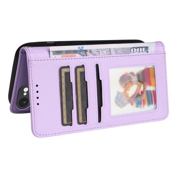 For iPhone 16e BETOPNICE BN-005 2 in 1 Detachable Imitate Genuine Leather Phone Case(Light Purple)