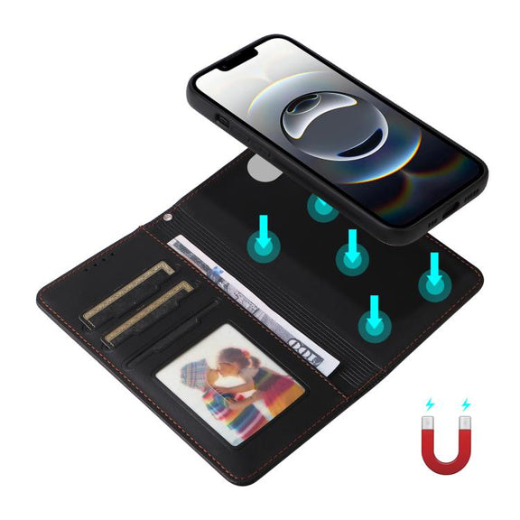 For iPhone 16e BETOPNICE BN-005 2 in 1 Detachable Imitate Genuine Leather Phone Case(Black)