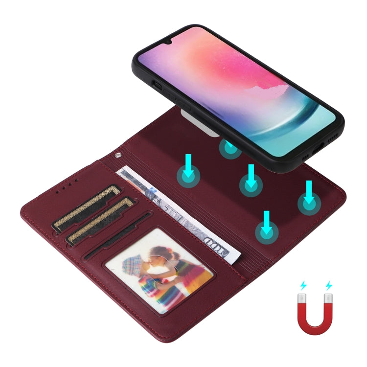 For Samsung Galaxy A25 5G BETOPNICE BN-005 2 in 1 Detachable Imitate Genuine Leather Phone Case(Wine Red) - Galaxy Phone Cases by BETOPNICE | Online Shopping South Africa | PMC TechLife
