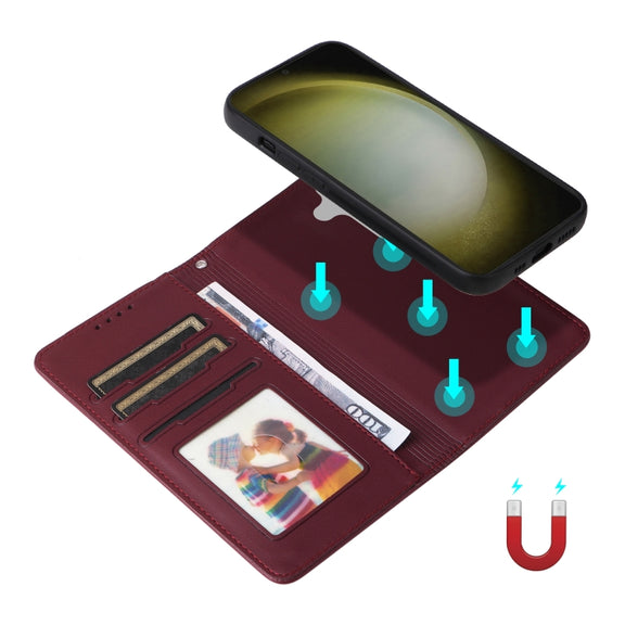 For Samsung Galaxy S24+ 5G BETOPNICE BN-005 2 in 1 Detachable Imitate Genuine Leather Phone Case(Wine Red)