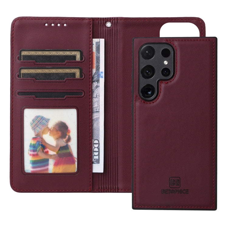 For Samsung Galaxy S24 Ultra 5G BETOPNICE BN-005 2 in 1 Detachable Imitate Genuine Leather Phone Case(Wine Red)