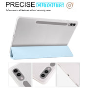 For Samsung Galaxy Tab S10+ / S9+ 3-folding Transparent TPU Smart Leather Tablet Case with Pen Slot(Ice Blue)