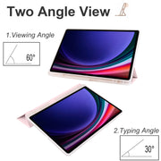 For Samsung Galaxy Tab S10+ / S9+ 3-folding Transparent TPU Smart Leather Tablet Case with Pen Slot(Pink)