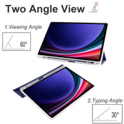 For Samsung Galaxy Tab S10+ / S9+ 3-folding Transparent TPU Smart Leather Tablet Case with Pen Slot(Dark Blue)