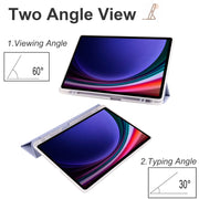 For Samsung Galaxy Tab S10+ / S9+ 3-folding Transparent TPU Smart Leather Tablet Case with Pen Slot(Lavender)
