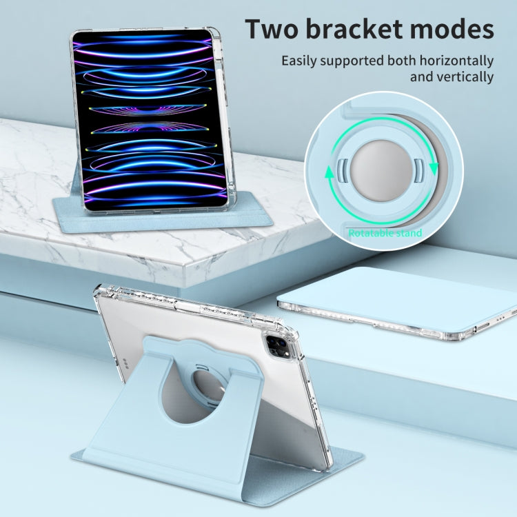 For iPad Air 13 2024 / Pro 12.9 2022 360 Rotation Detachable Clear Acrylic Leather Tablet Case(Ice Blue) - iPad Pro 12.9 (2022/2021) Cases by PMC TechLife | Online Shopping South Africa | PMC TechLife | Buy Now Pay Later Mobicred